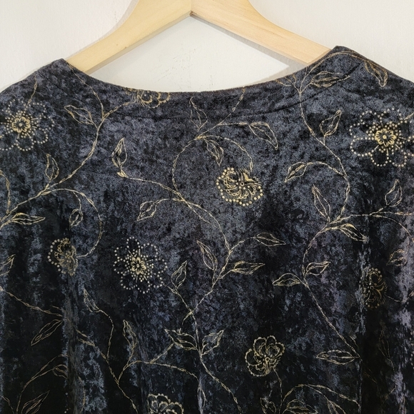 CERVELLE Women's Black Gold Floral Velvet Long Sleeve Blouse 3X Whimsigoth Goth - Picture 8 of 12